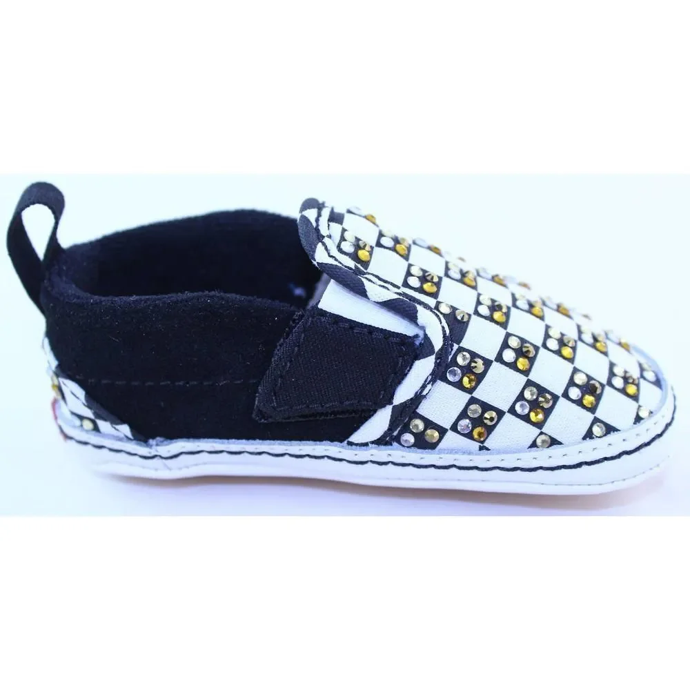 VANS Checkerboard Slip-On Black Rhinestone Sneaker